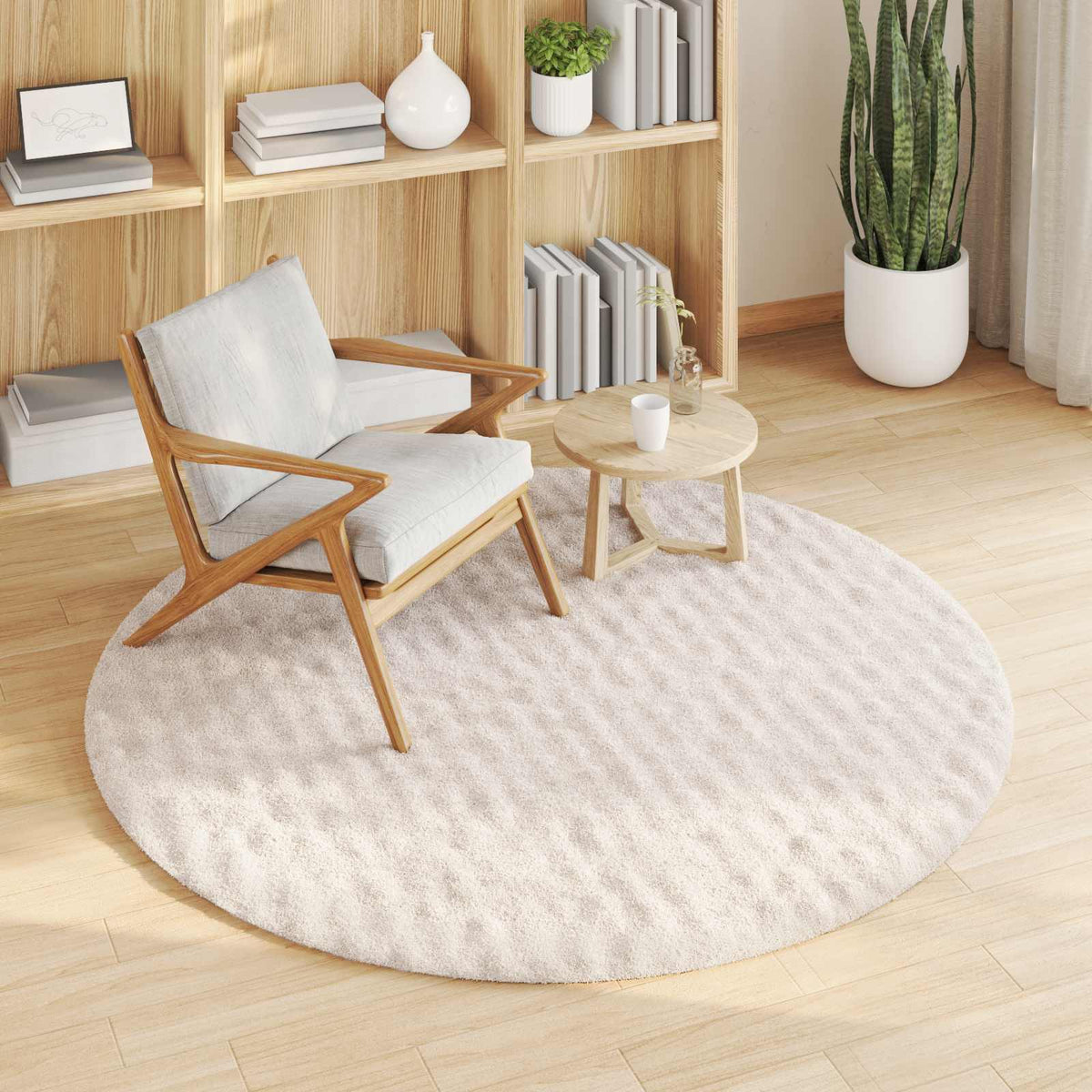 Vidaxl vloerkleden rond huarte beige ø 160 cm polyester
