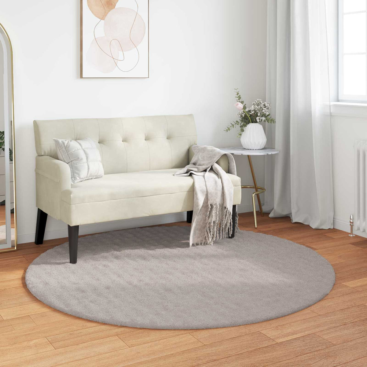 Vidaxl vloerkleden rond huarte zand ø 200 cm polyester