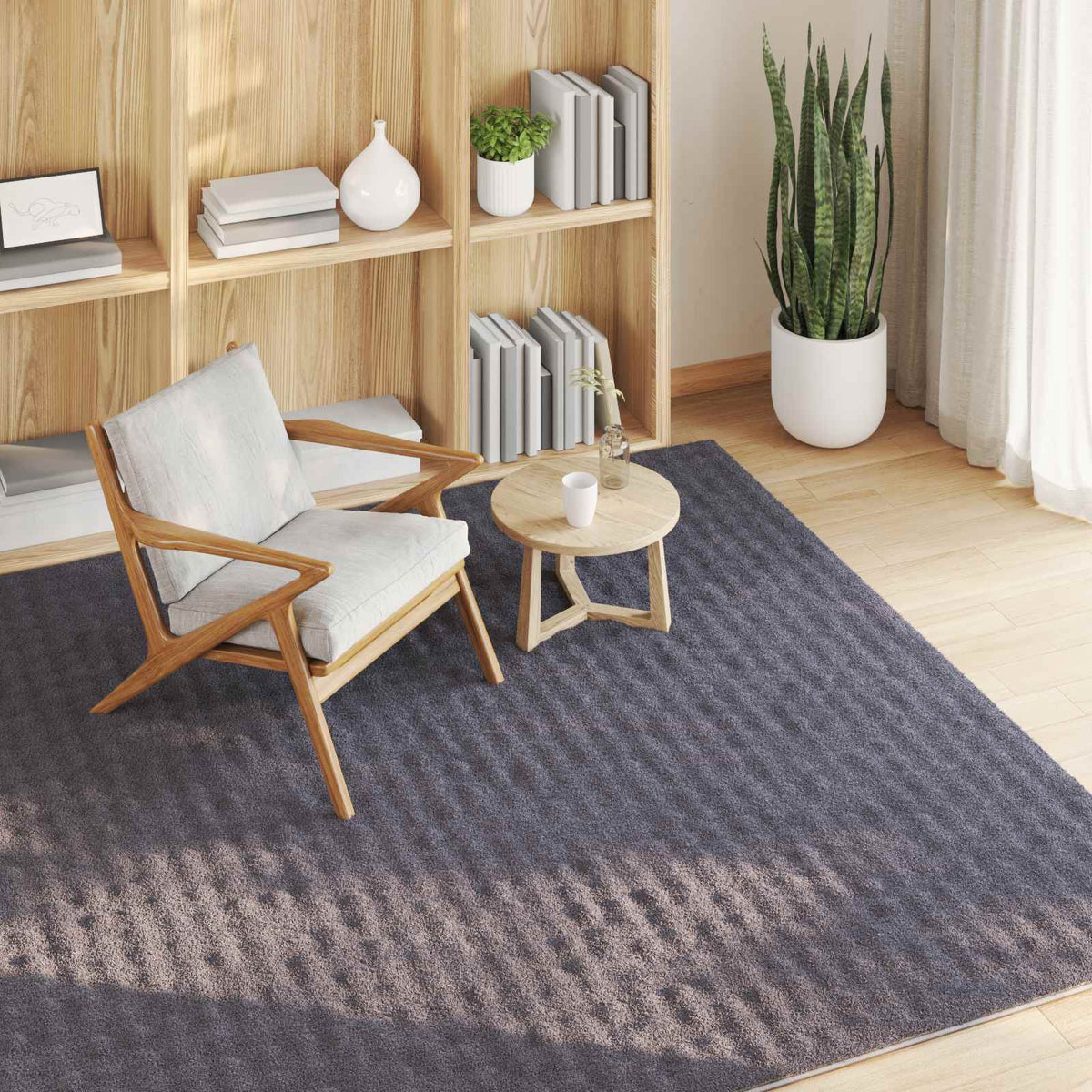 Vidaxl vloerkleden vierkant huarte antraciet 120 x 120 cm polyester
