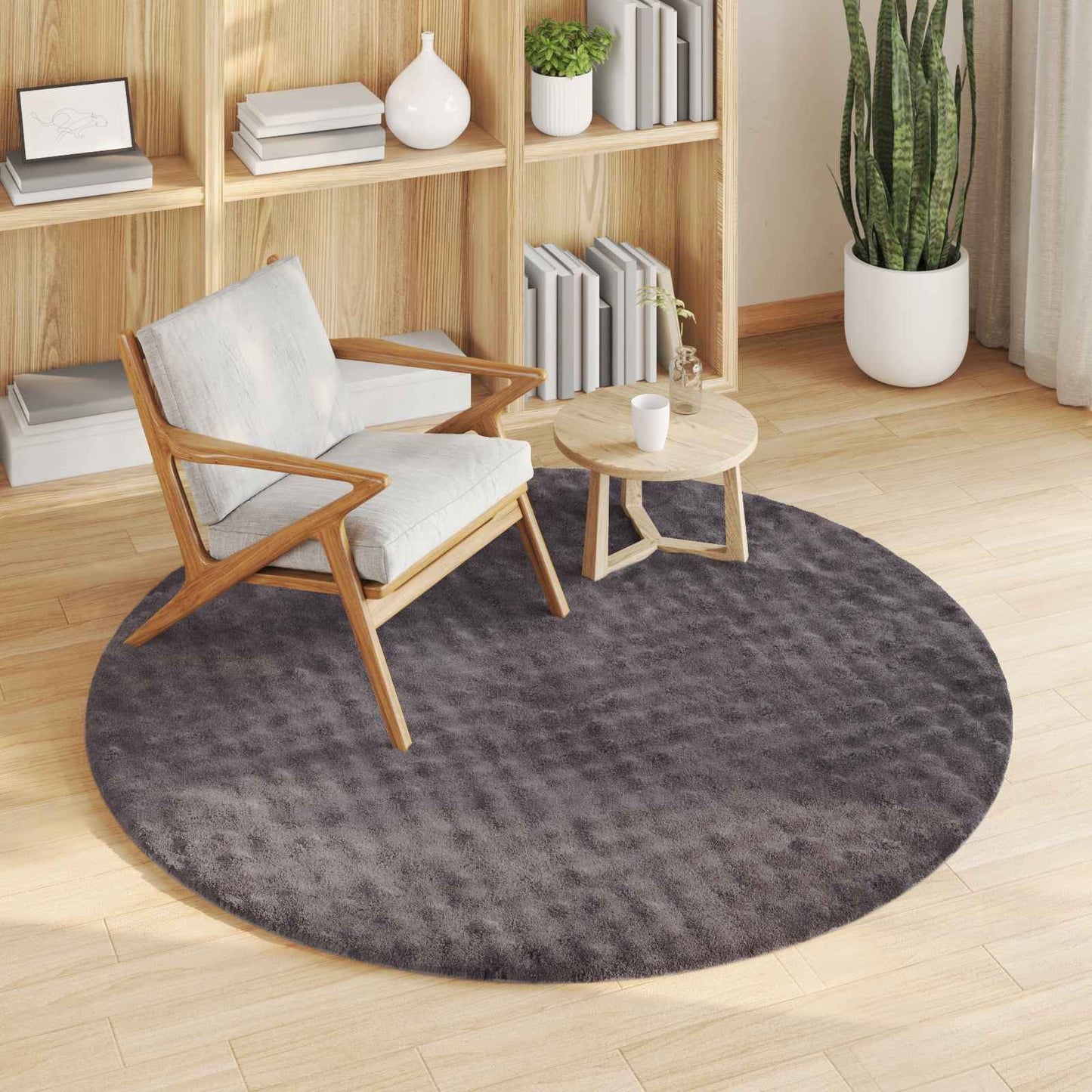 Vidaxl vloerkleden rond huarte antraciet ø 160 cm polyester