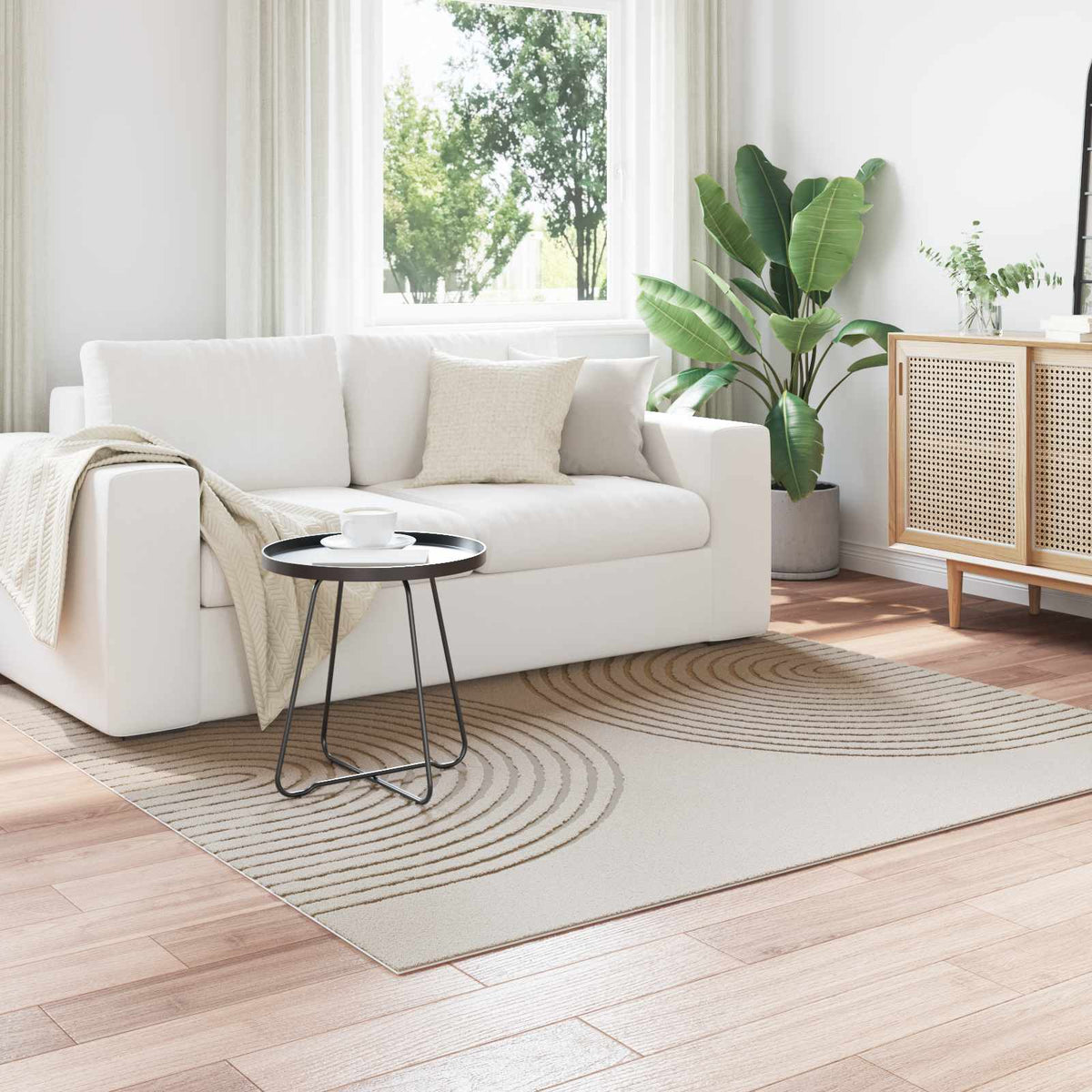 Vidaxl binnen kleed galati crèmekleurig 120 x 120 cm polyester