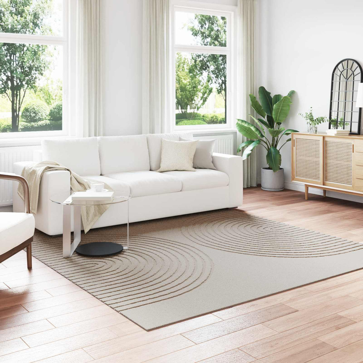 Vidaxl binnen kleed galati crèmekleurig 240 x 240 cm polyester
