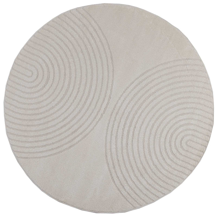 Vidaxl binnen kleed galati crèmekleurig ø 120 cm polyester