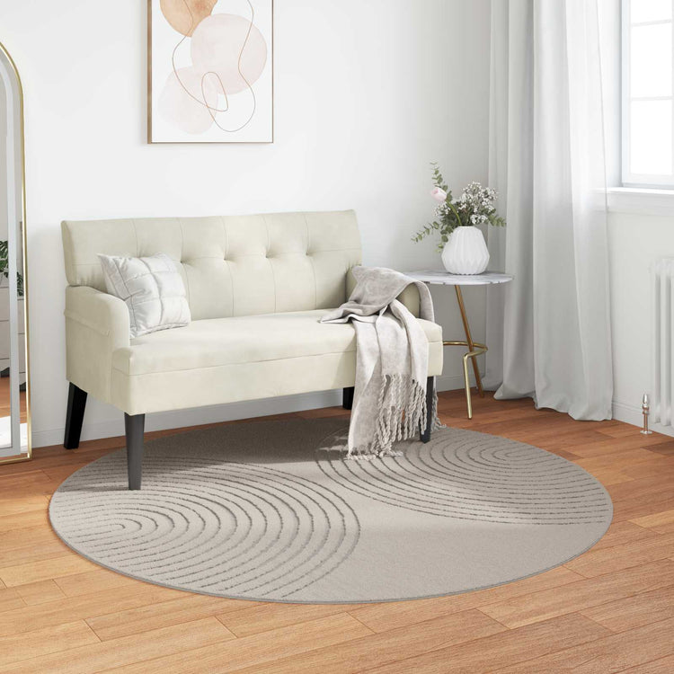 Vidaxl binnen kleed galati crèmekleurig ø 200 cm polyester