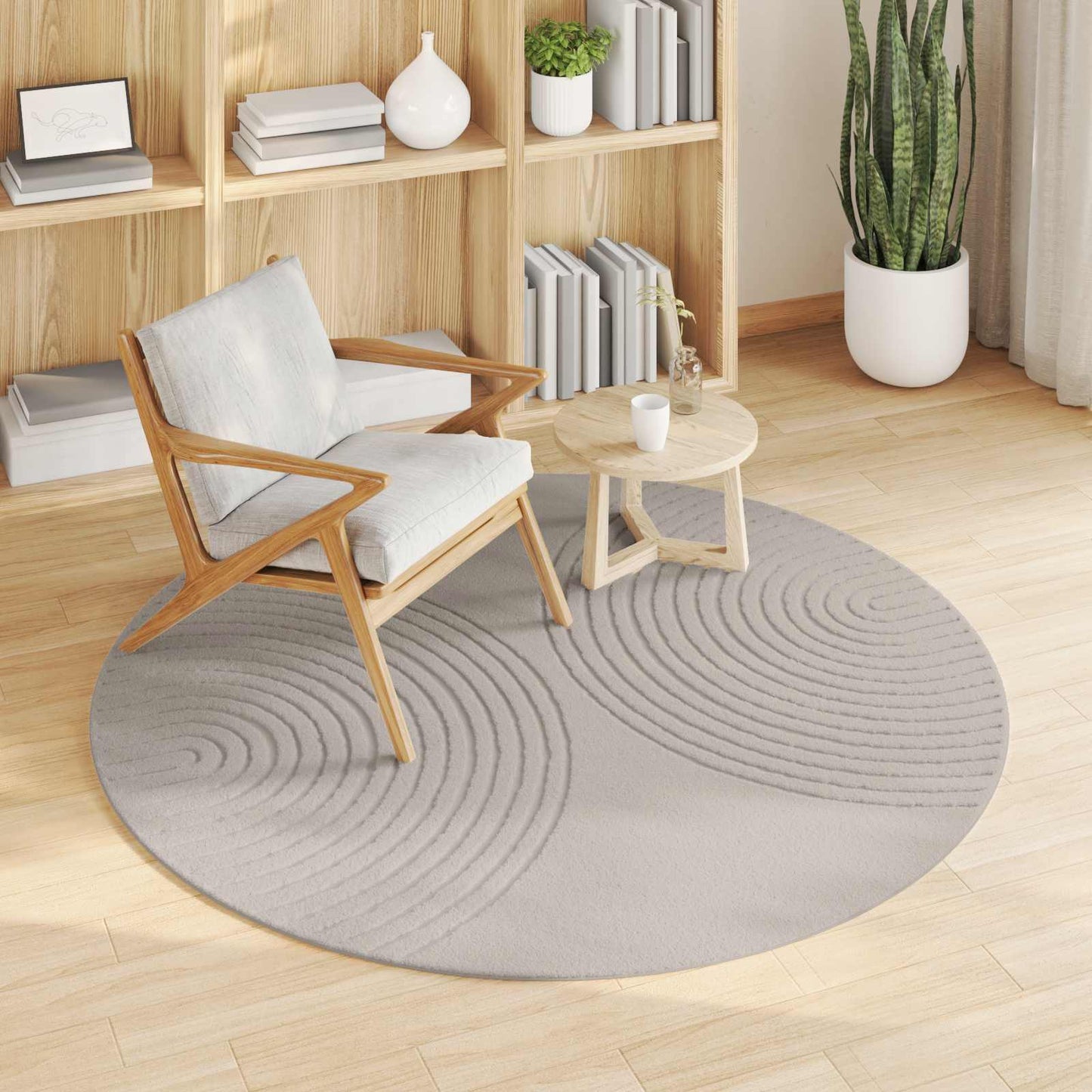 Vidaxl vloerkleden rond huarte crème ø 200 cm polyester