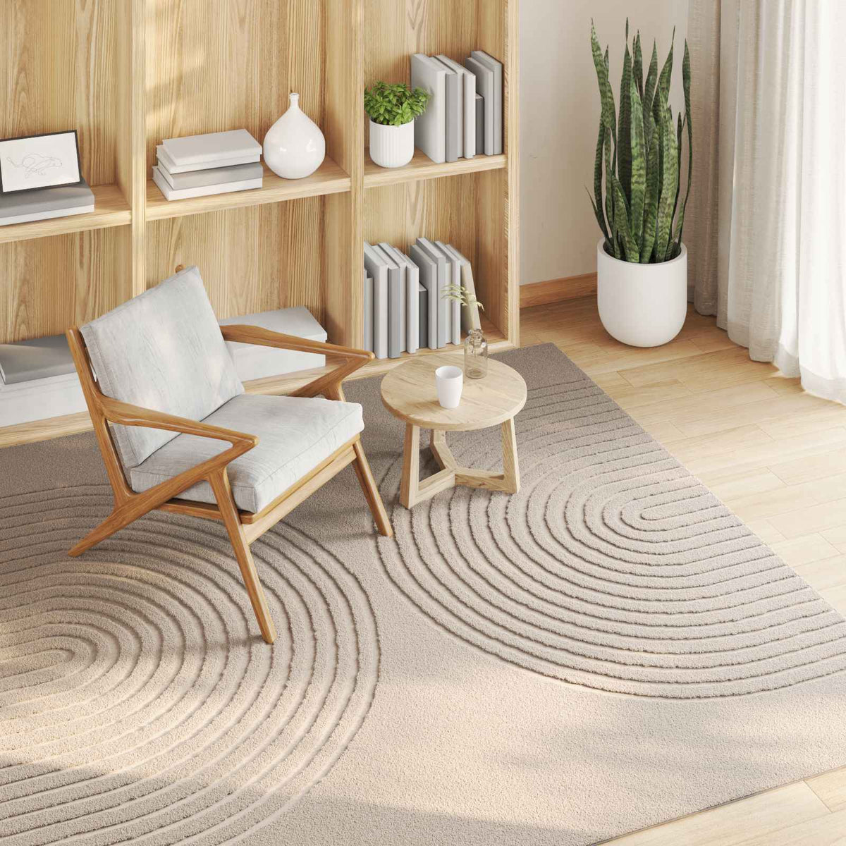 Vidaxl vloerkleden vierkant huarte beige 200 x 200 cm polyester