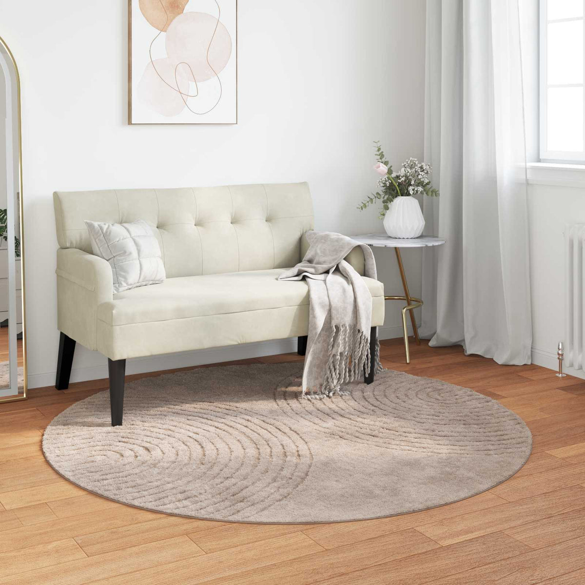 Vidaxl vloerkleden rond huarte beige ø 120 cm polyester
