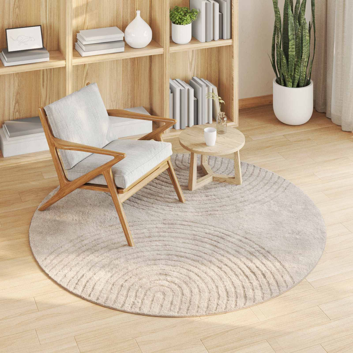 Vidaxl vloerkleden rond huarte beige ø 160 cm polyester