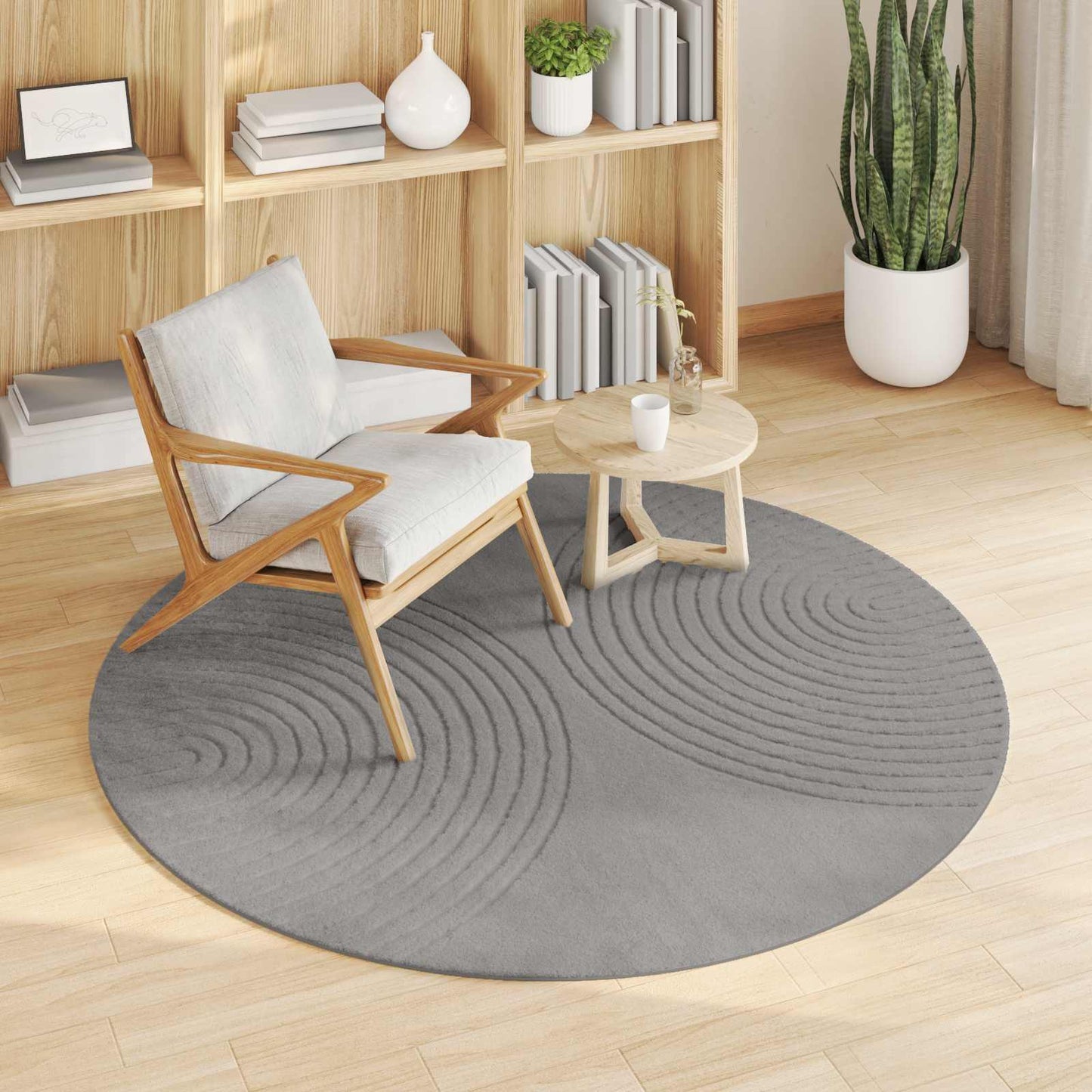 Vidaxl vloerkleden rond huarte grijs ø 120 cm polyester