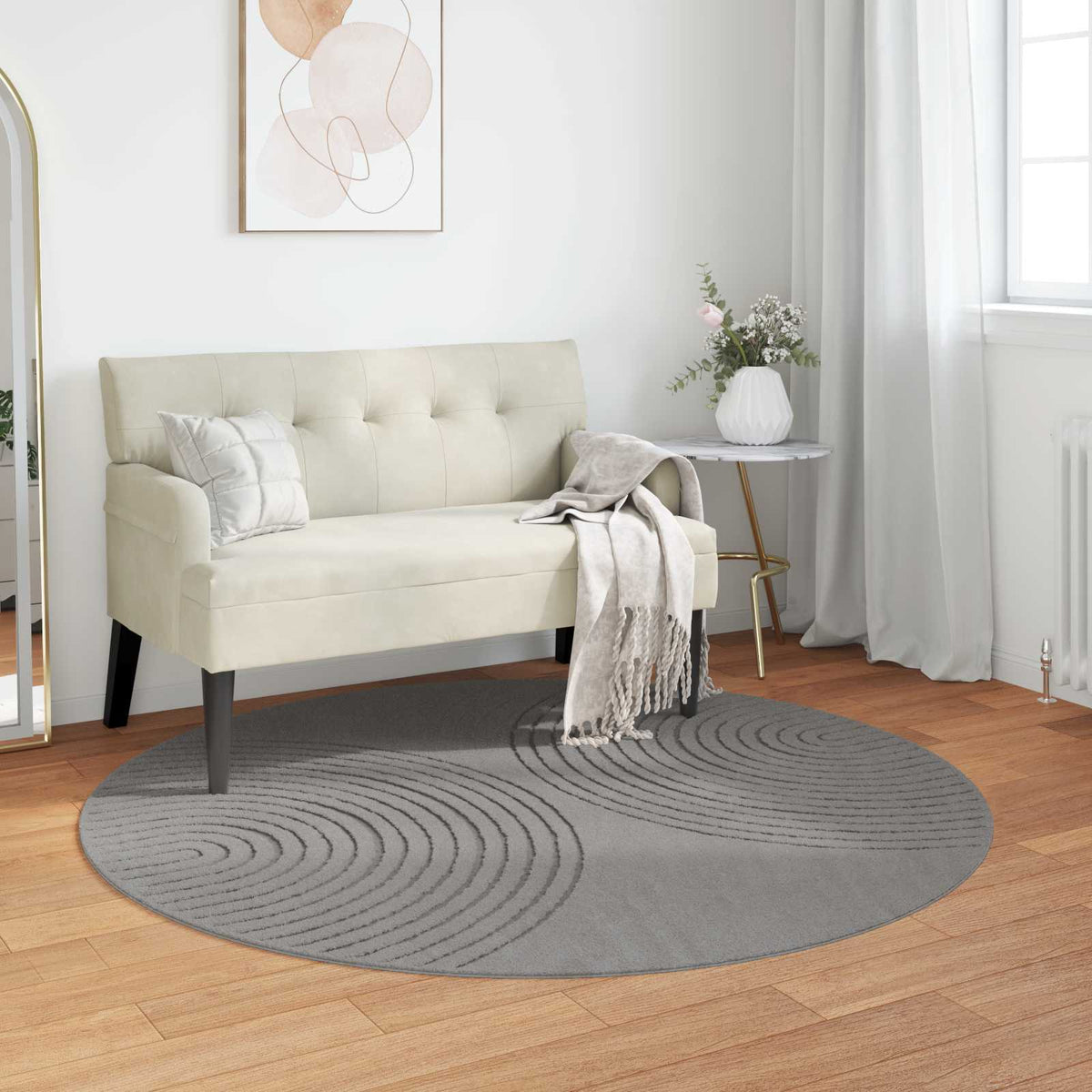 Vidaxl vloerkleden rond huarte grijs ø 200 cm polyester