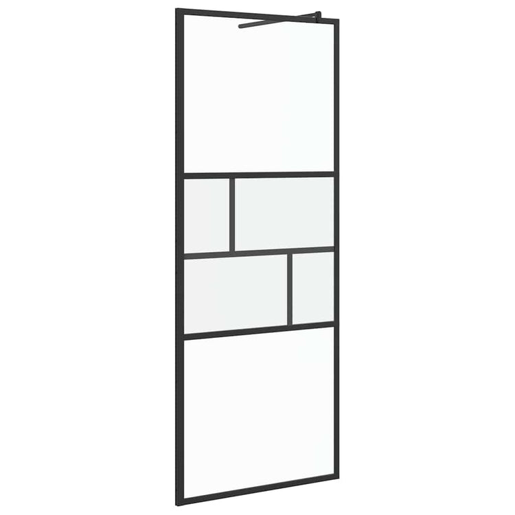 Vidaxl inloop douche wand zwart 80 x 195 x 0,5 cm glas en aluminium
