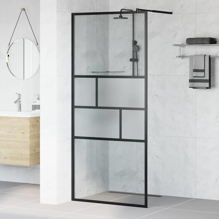 Vidaxl inloop douche wand zwart 90 x 195 x 0,5 cm glas en aluminium