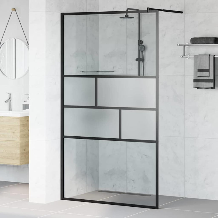 Vidaxl inloop douche wand zwart 115 x 195 x 0,5 cm glas en aluminium