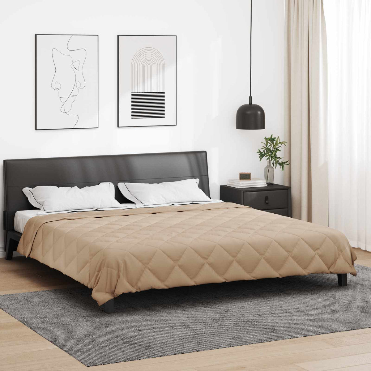 Vidaxl zomer dekbed taupe 240 x 200 cm microfiber