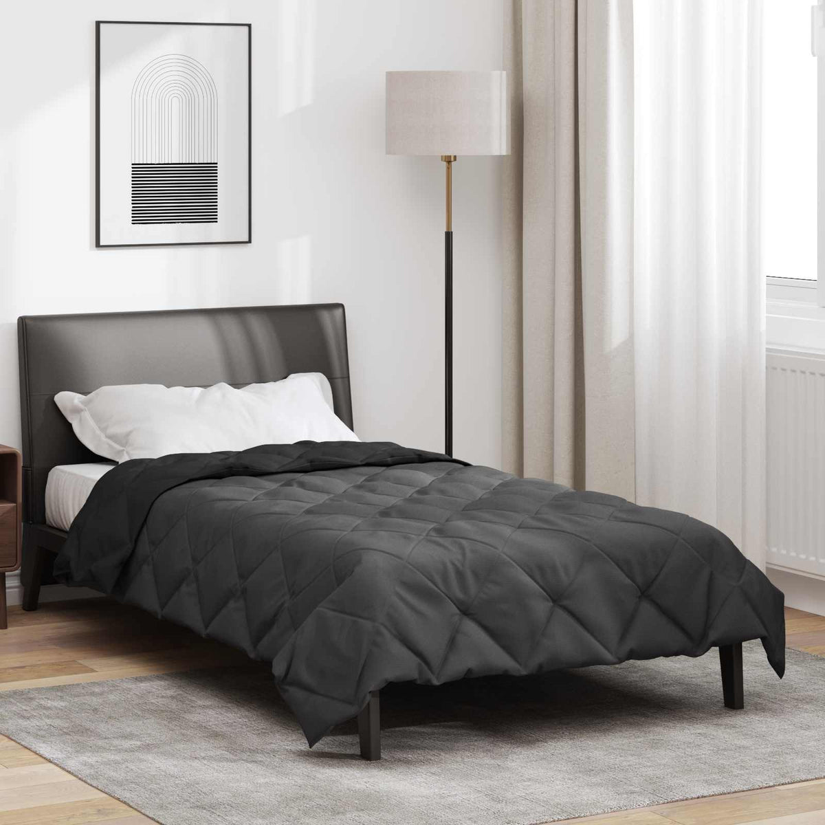 Vidaxl zomer dekbed zwart en anthraciet 220 x 140 cm microfiber