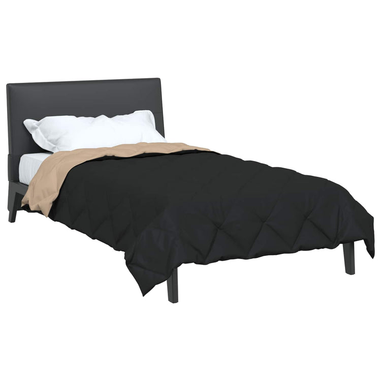 Vidaxl zomer dekbed zwart en taupe 200 x 155 cm microfiber