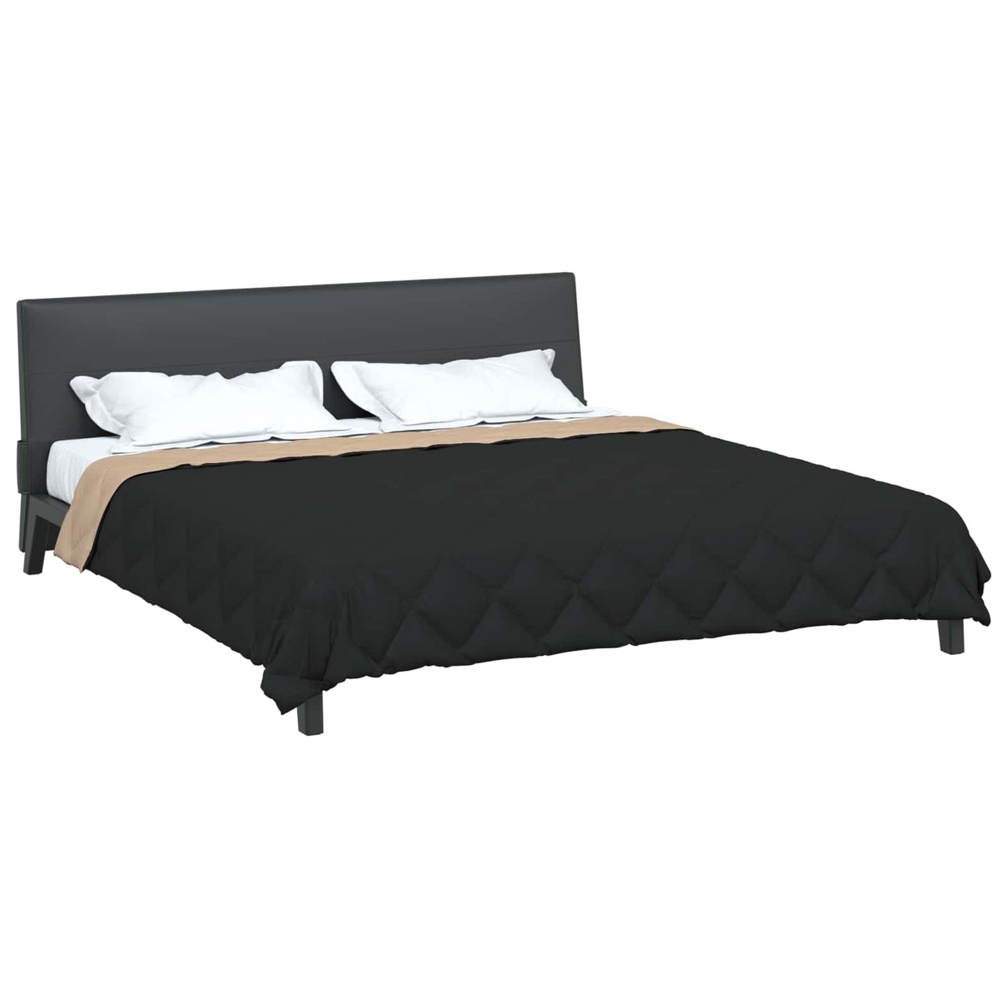 Vidaxl zomer dekbed zwart en taupe 220 x 200 cm microfiber