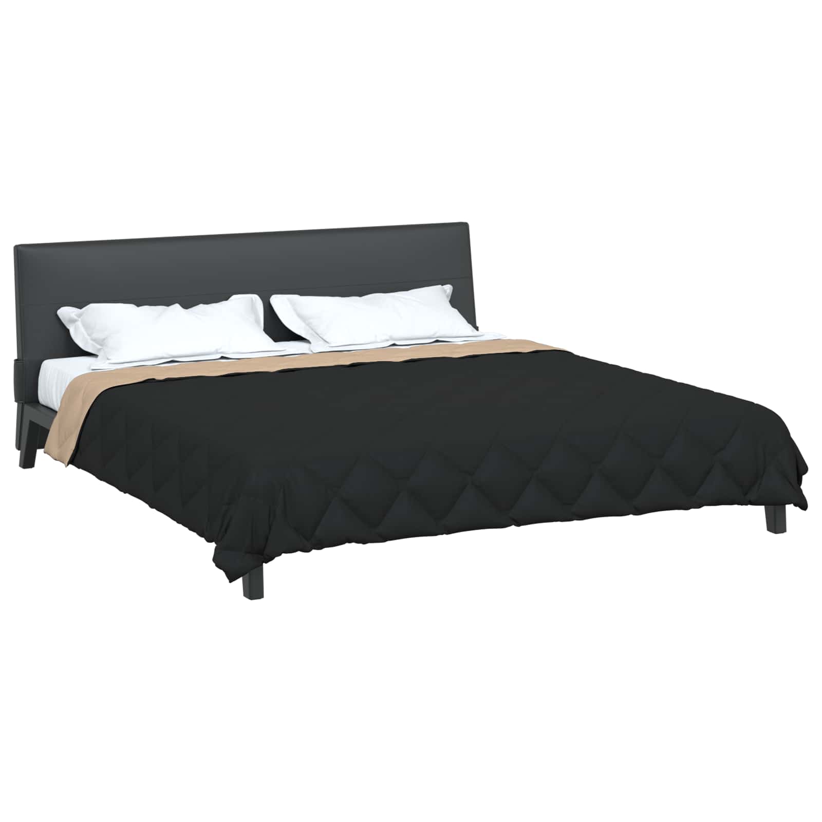 Vidaxl zomer dekbed zwart en taupe 240 x 260 cm microfiber