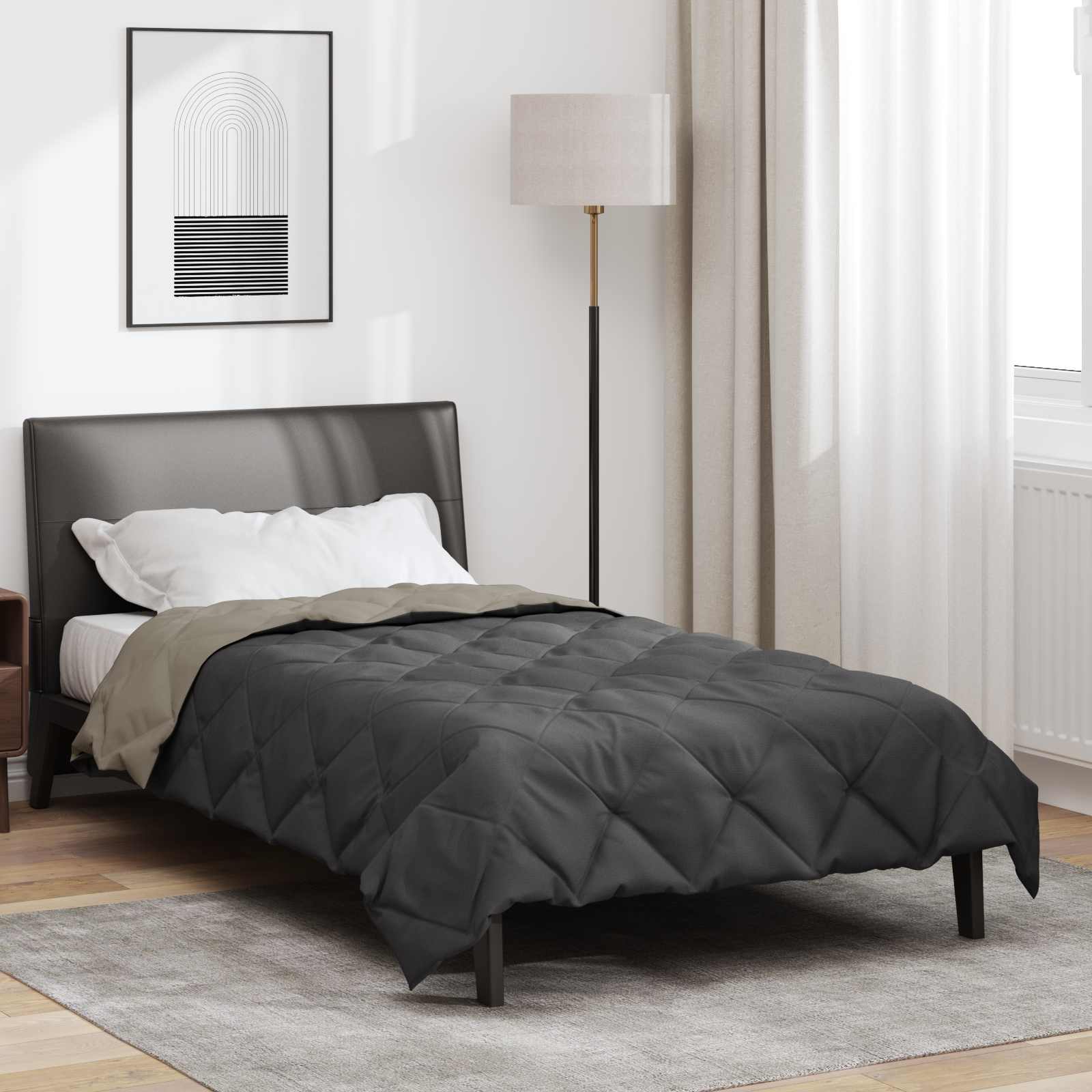 Vidaxl zomer dekbed lichtgrijs en antraciet 200 x 155 cm microfiber