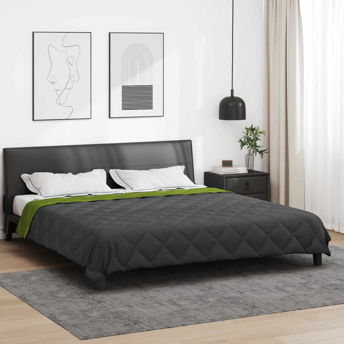 Vidaxl vol jaar dekbed groen en antraciet 240 x 200 cm microfiber