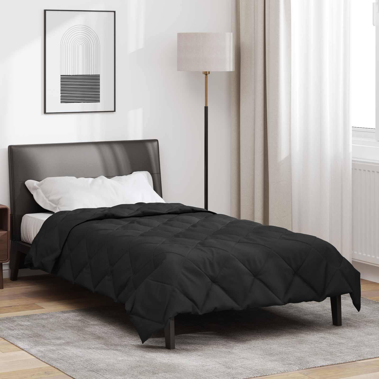 Vidaxl vol jaar dekbed zwart 200 x 140 cm microfiber