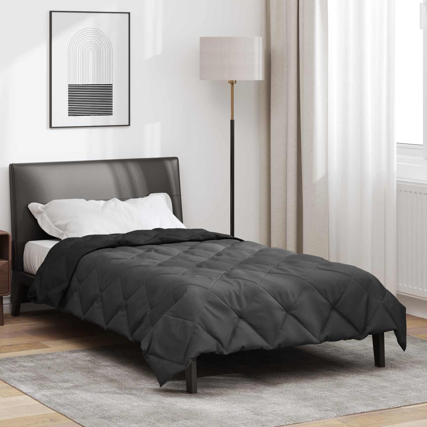 Vidaxl vol jaar dekbed zwart en anthraciet 200 x 140 cm microfiber
