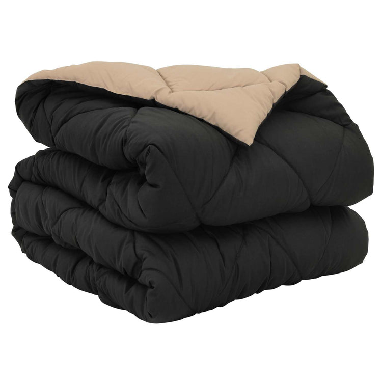 Vidaxl vol jaar dekbed zwart en taupe 155 x 220 cm microfiber