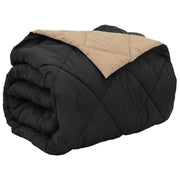 Vidaxl vol jaar dekbed zwart en taupe 220 x 260 cm microfiber - afbeelding 2
