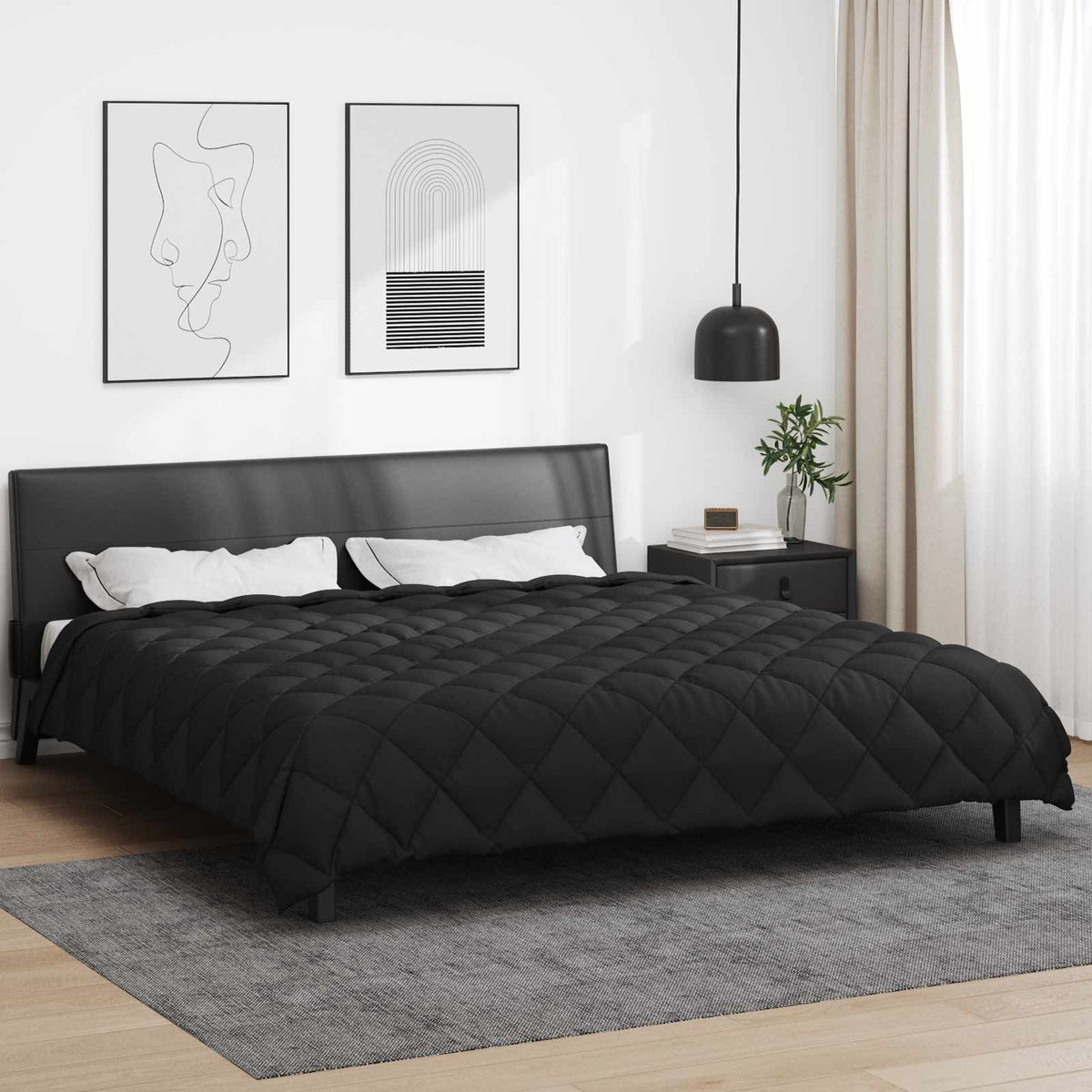 Vidaxl winter dekbed zwart 200 x 200 cm microfiber