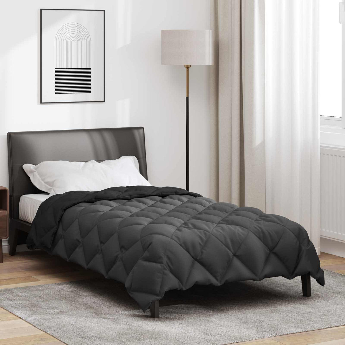 Vidaxl winter dekbed zwart en anthraciet 220 x 140 cm microfiber