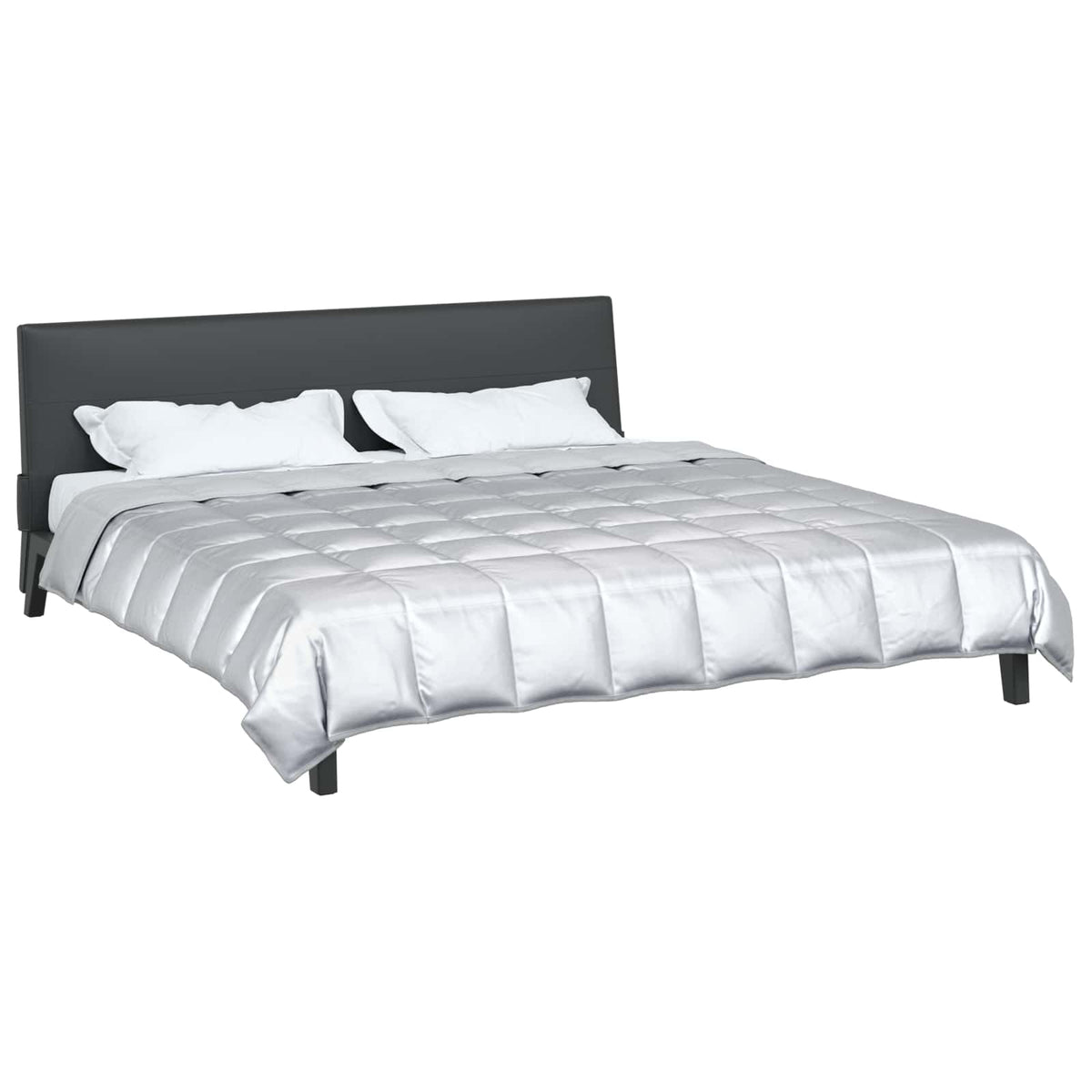 Vidaxl zomer dekbed zilver 220 x 200 cm satijn en microfiber