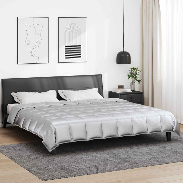 Vidaxl vol jaar dekbed zilver 200 x 200 cm satijn en microfiber