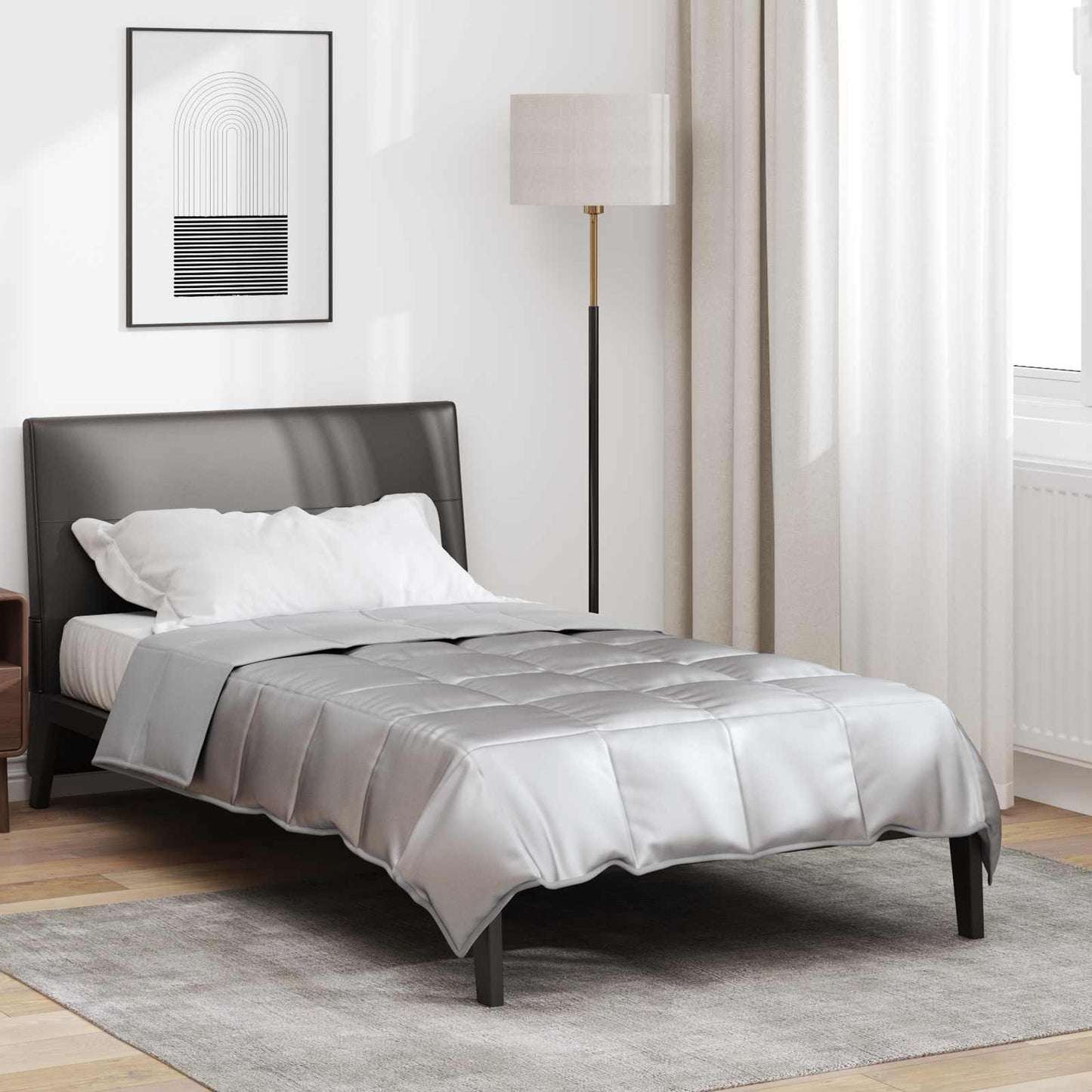 Vidaxl vol jaar dekbed zilver 220 x 155 cm satijn en microfiber