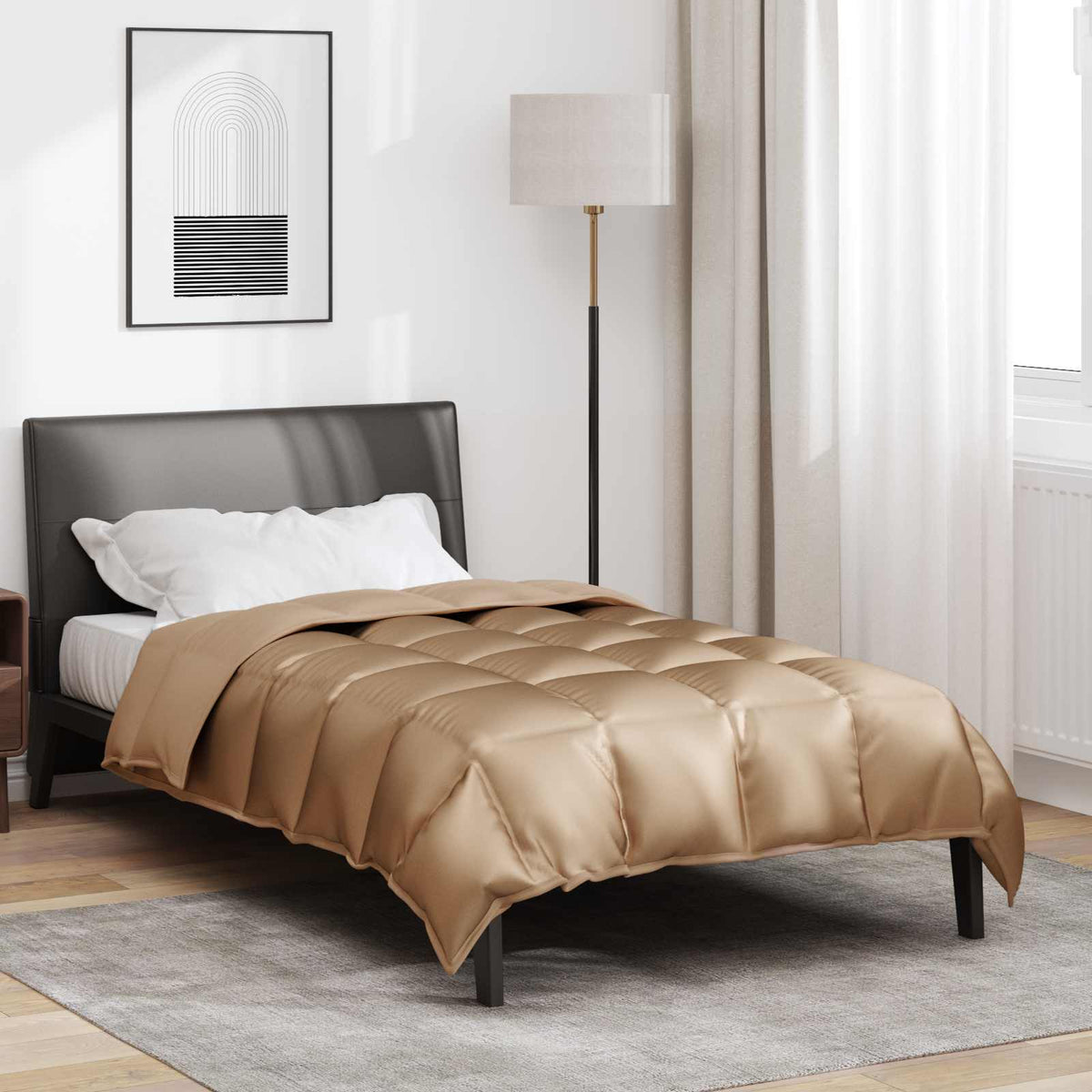 Vidaxl winter dekbed goud 200 x 140 cm satijn en microfiber
