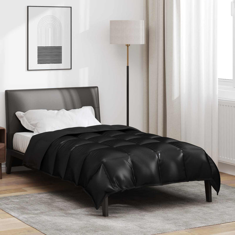 Vidaxl winter dekbed zwart 200 x 140 cm satijn en microfiber