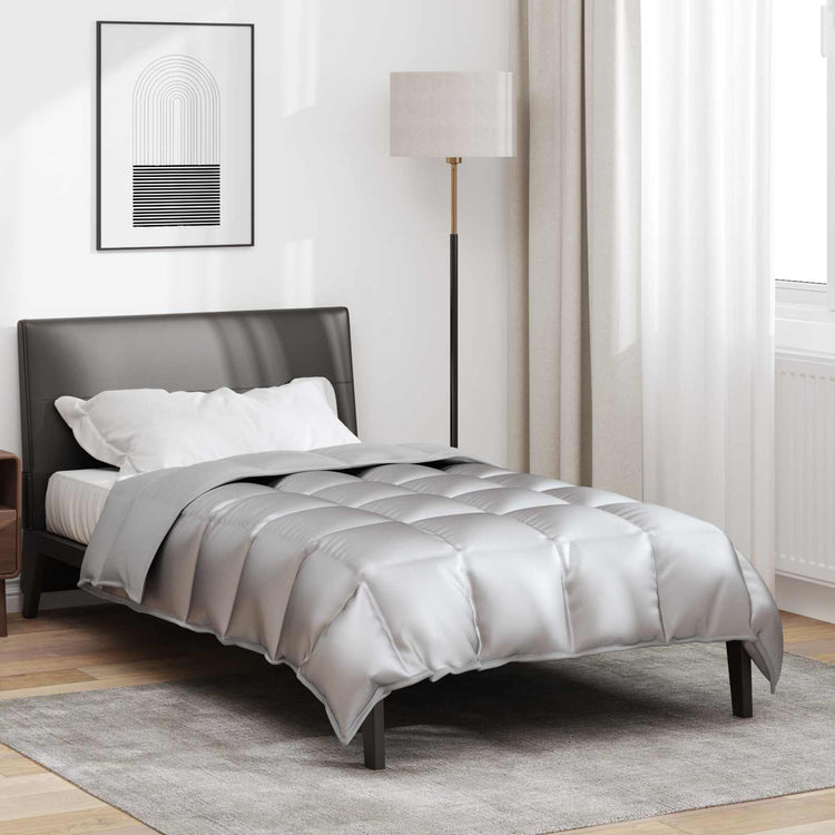 Vidaxl winter dekbed zilver 200 x 135 cm satijn en microfiber
