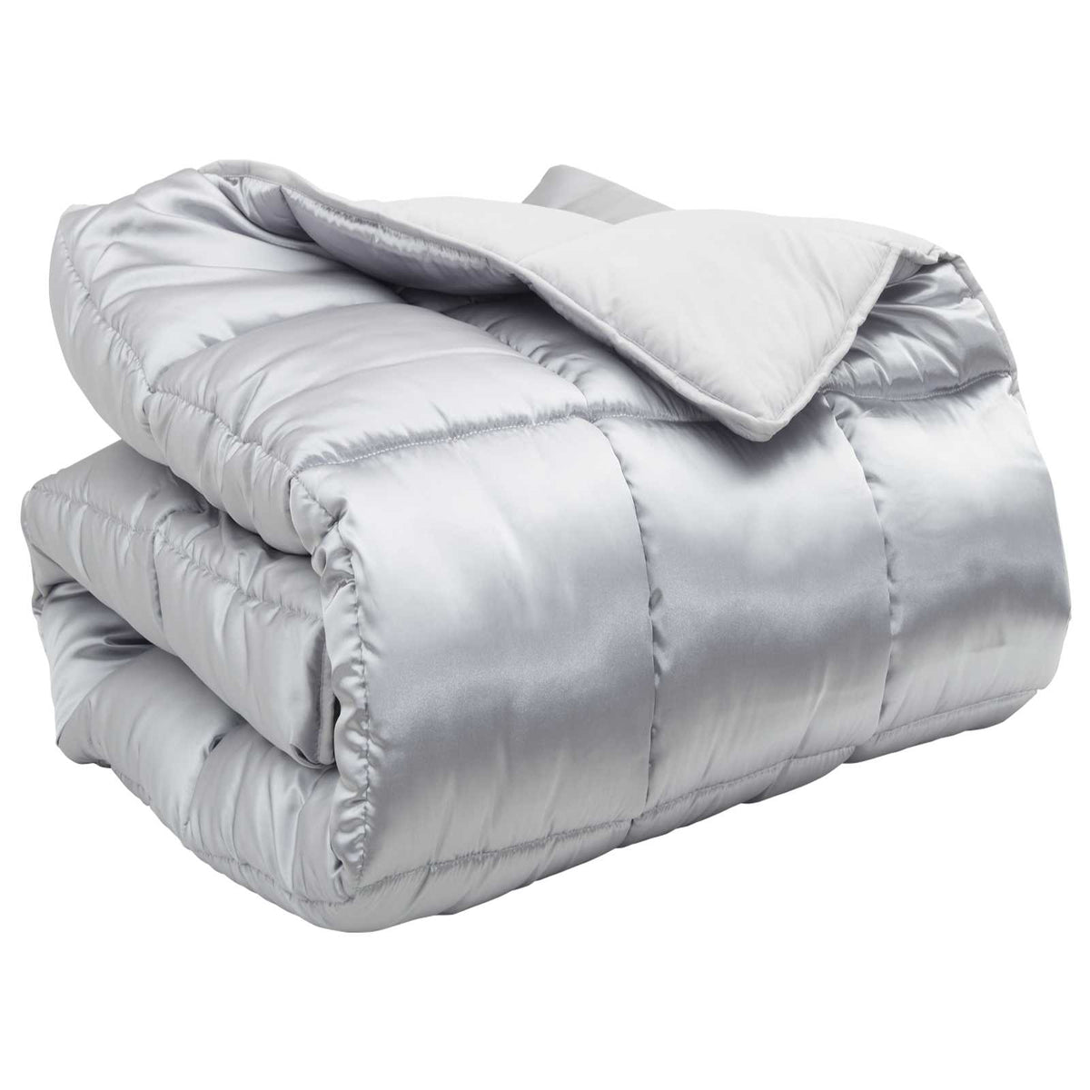 Vidaxl winter dekbed zilver 200 x 155 cm satijn en microfiber