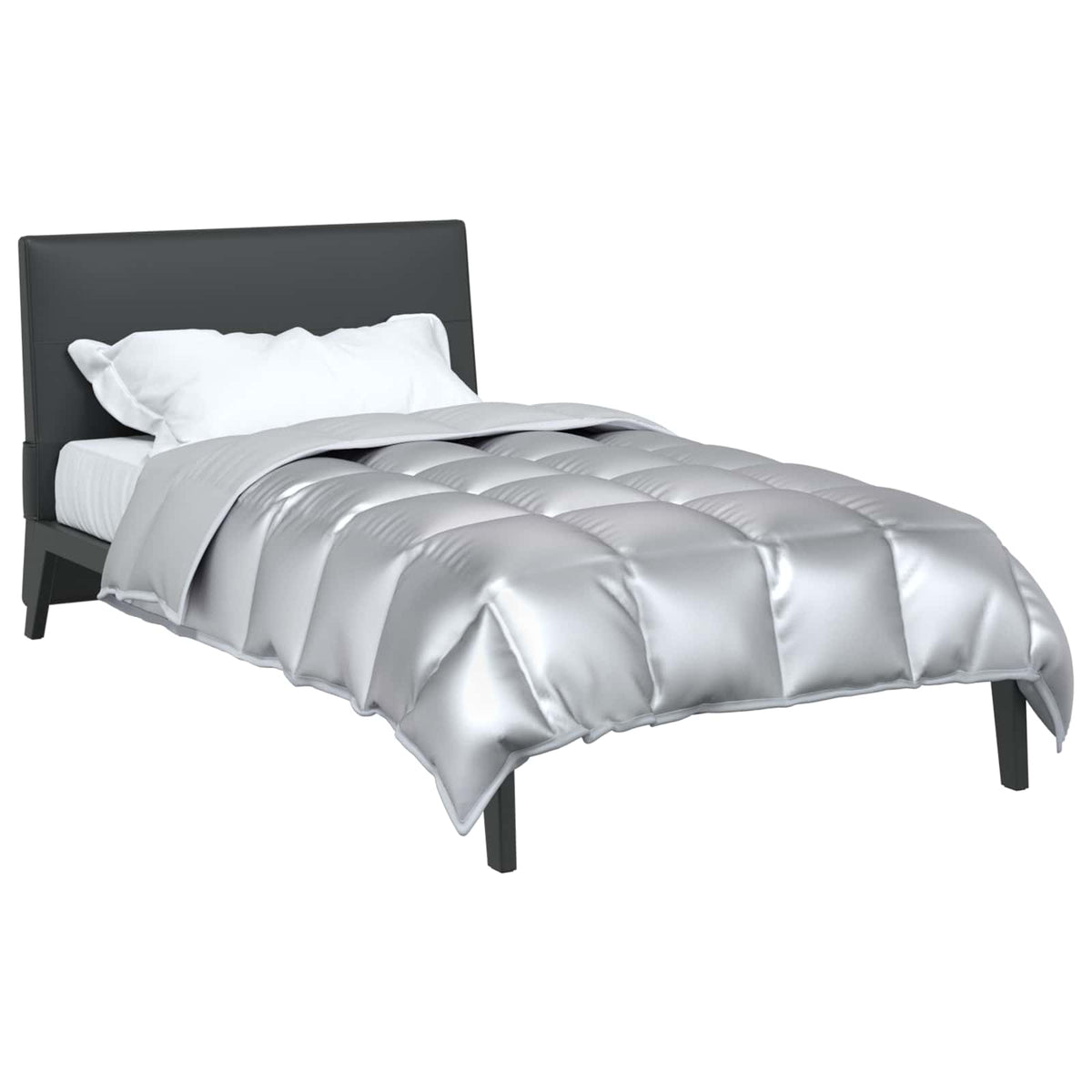 Vidaxl winter dekbed zilver 220 x 140 cm satijn en microfiber