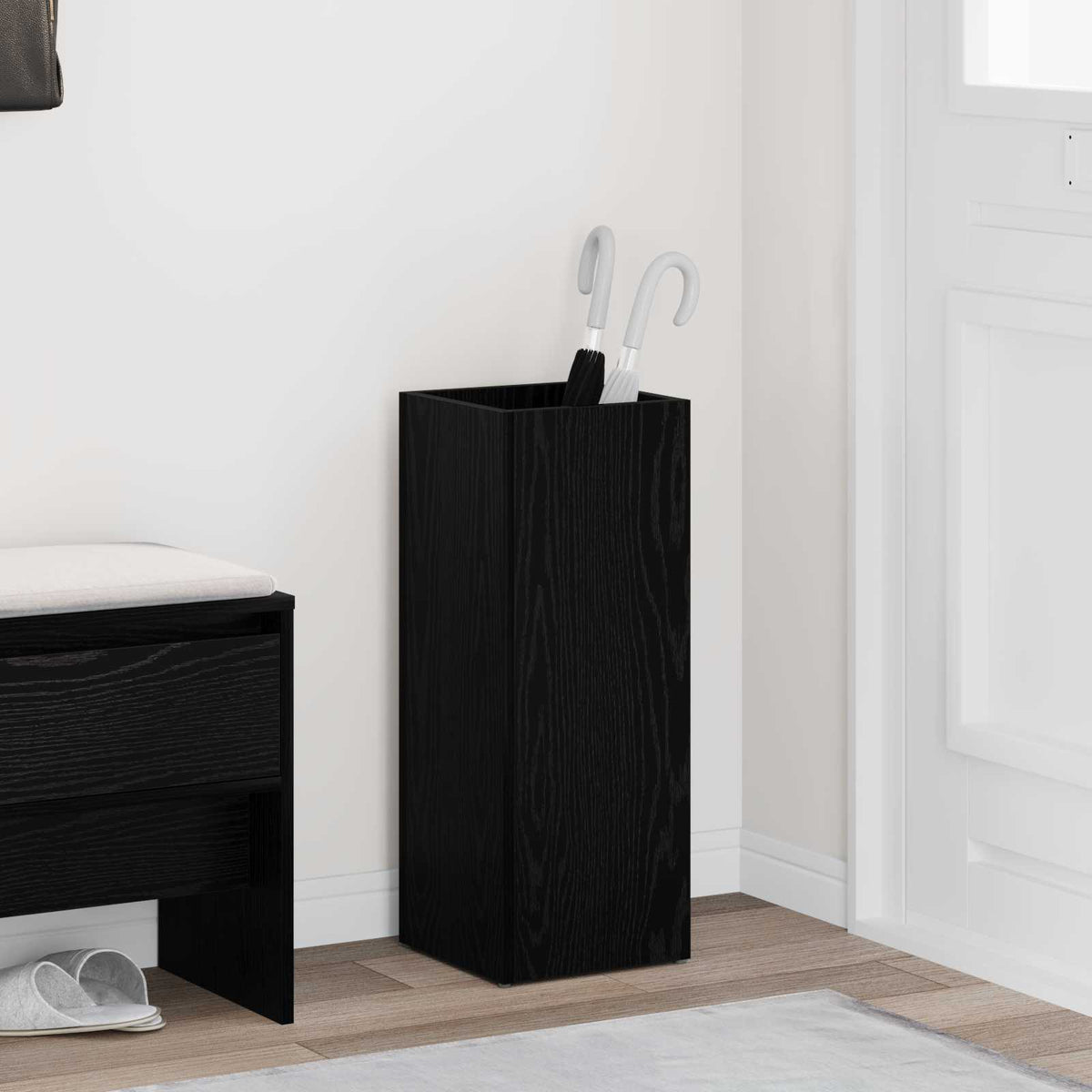 Vidaxl paraplu standaard zwart eiken 25 x 24,5 x 64 cm bewerkt hout