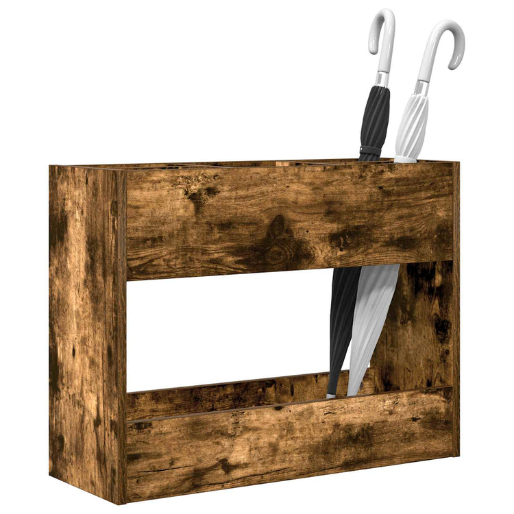 Vidaxl paraplu standaard gerookt eiken 65 x 24 x 50 cm bewerkt hout