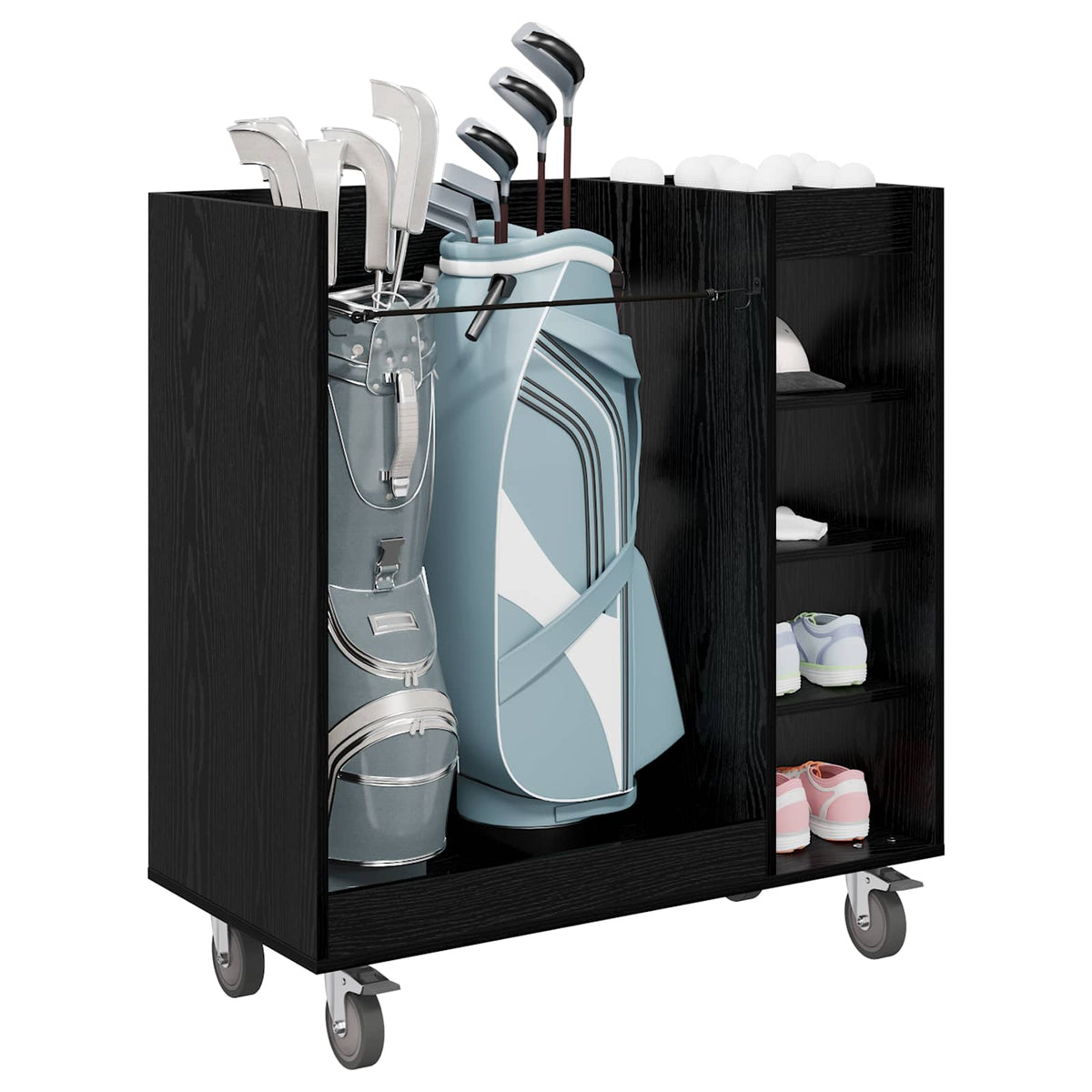 Vidaxl golfkast met wiel effen zwart eiken 90 x 45 x 98 cm