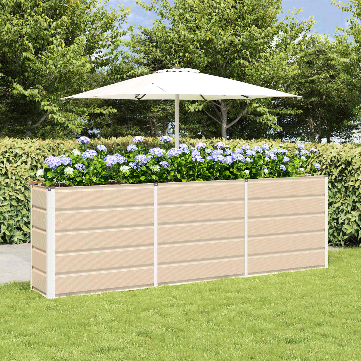 Vidaxl plantenbak ivoor 240 x 40 x 75 cm staal
