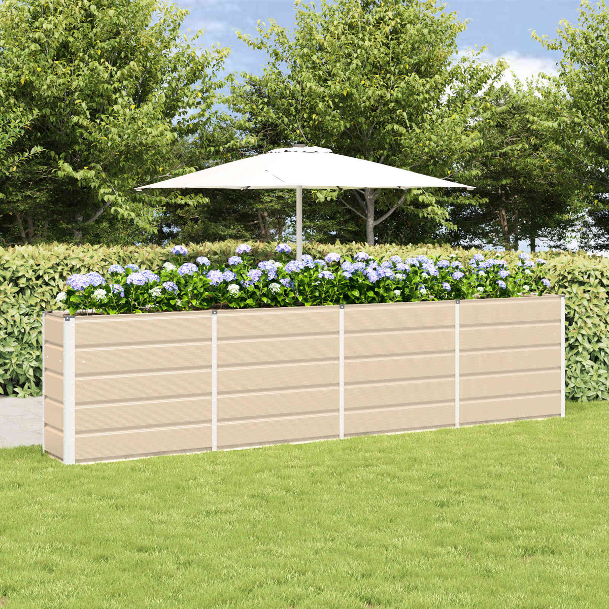 Vidaxl plantenbak ivoor 320 x 40 x 75 cm staal