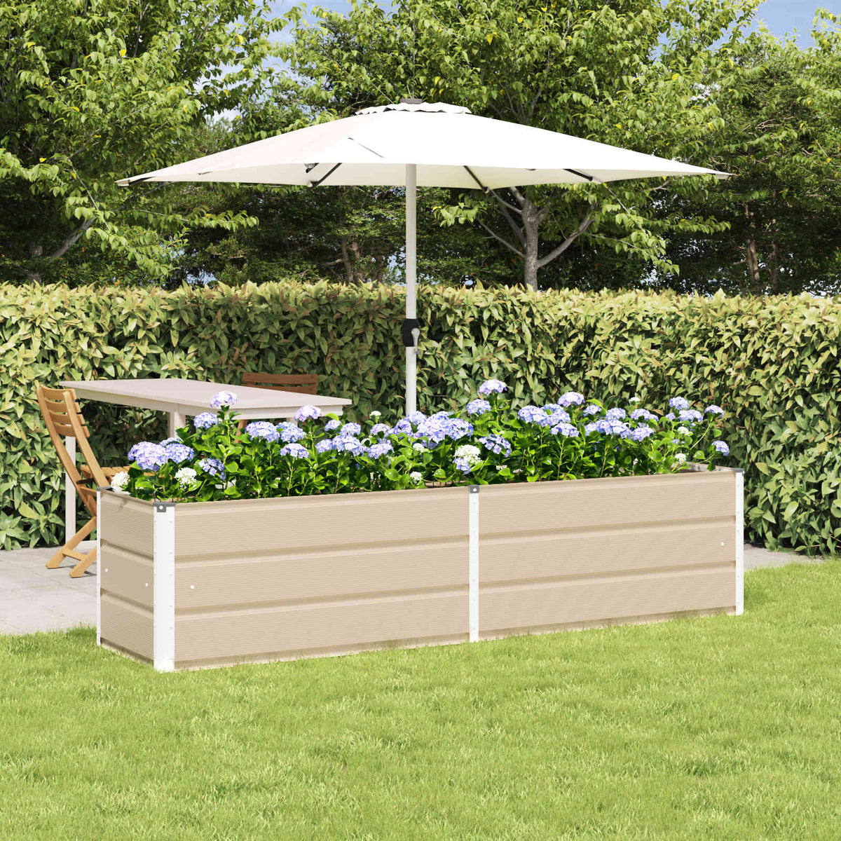 Vidaxl plantenbak ivoor 195 x 50 x 45 cm gegalvaniseerd staal