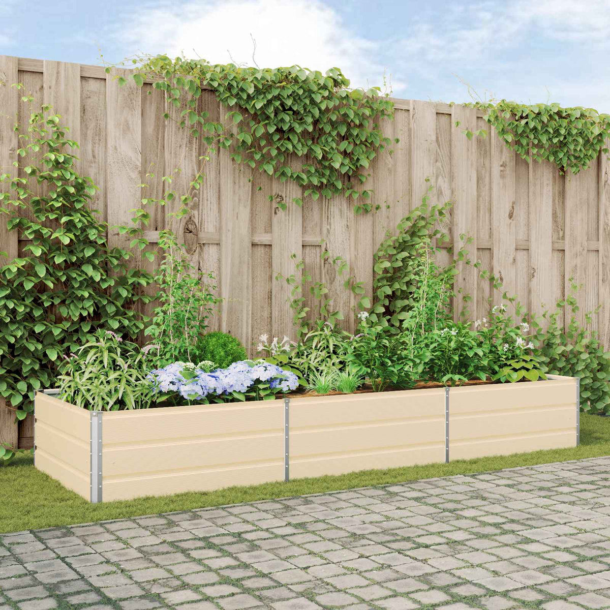 Vidaxl plantenbak ivoor 290 x 100 x 45 cm gegalvaniseerd staal