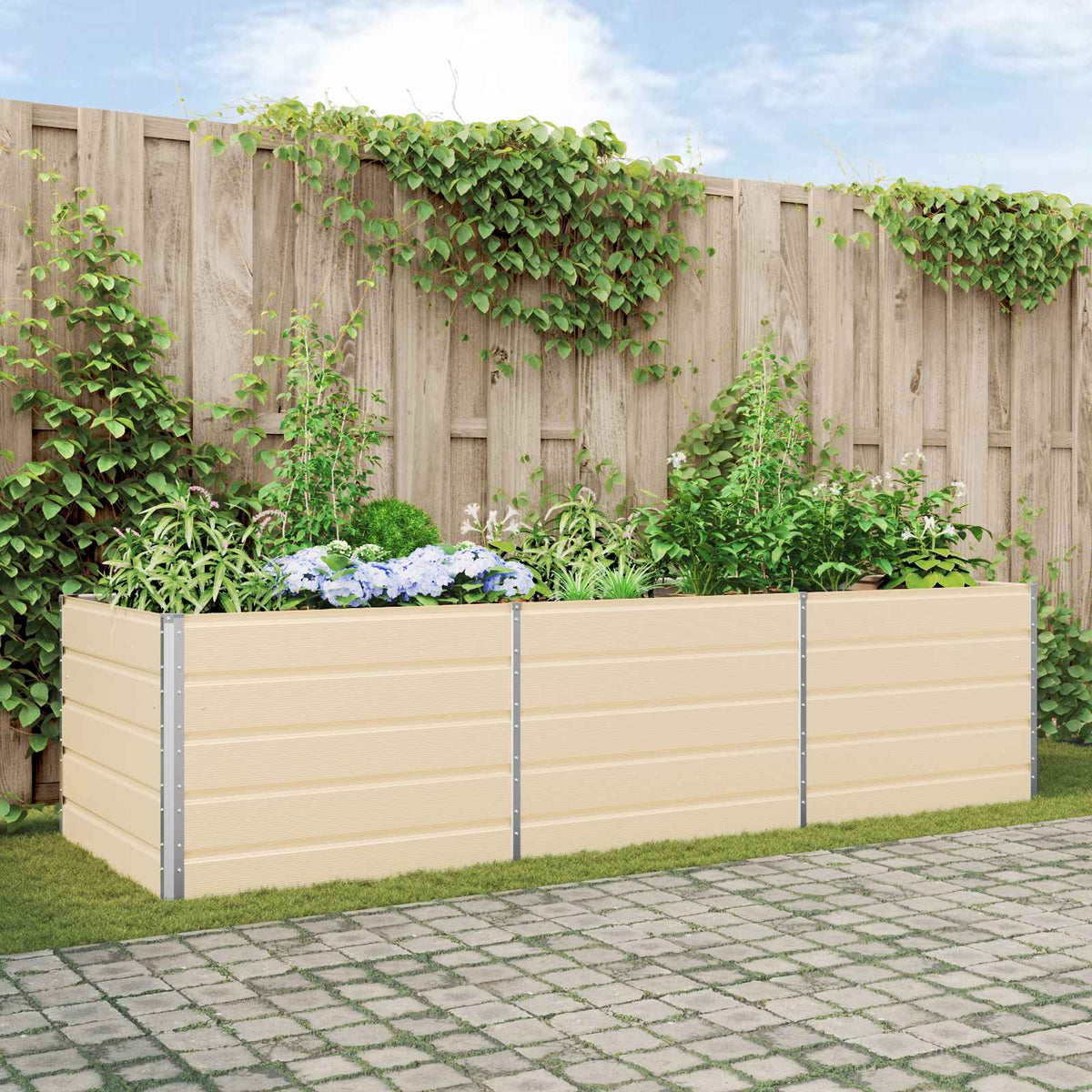 Vidaxl plantenbak ivoor 290 x 100 x 75 cm gegalvaniseerd staal