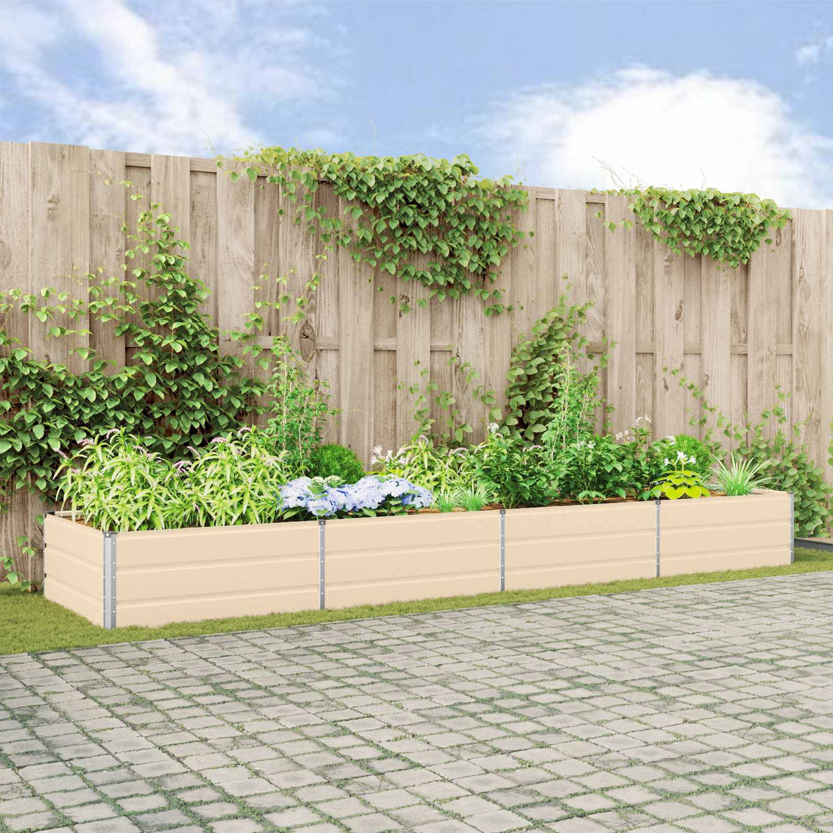 Vidaxl plantenbak ivoor 385 x 100 x 45 cm gegalvaniseerd staal