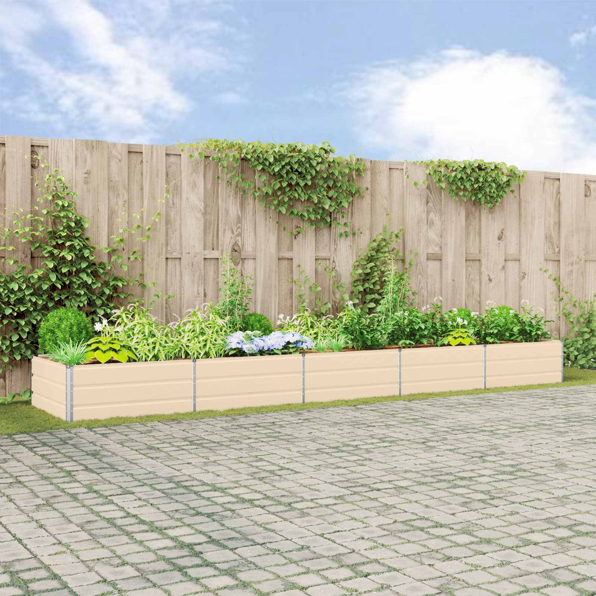 Vidaxl plantenbak ivoor 480 x 100 x 45 cm gegalvaniseerd staal