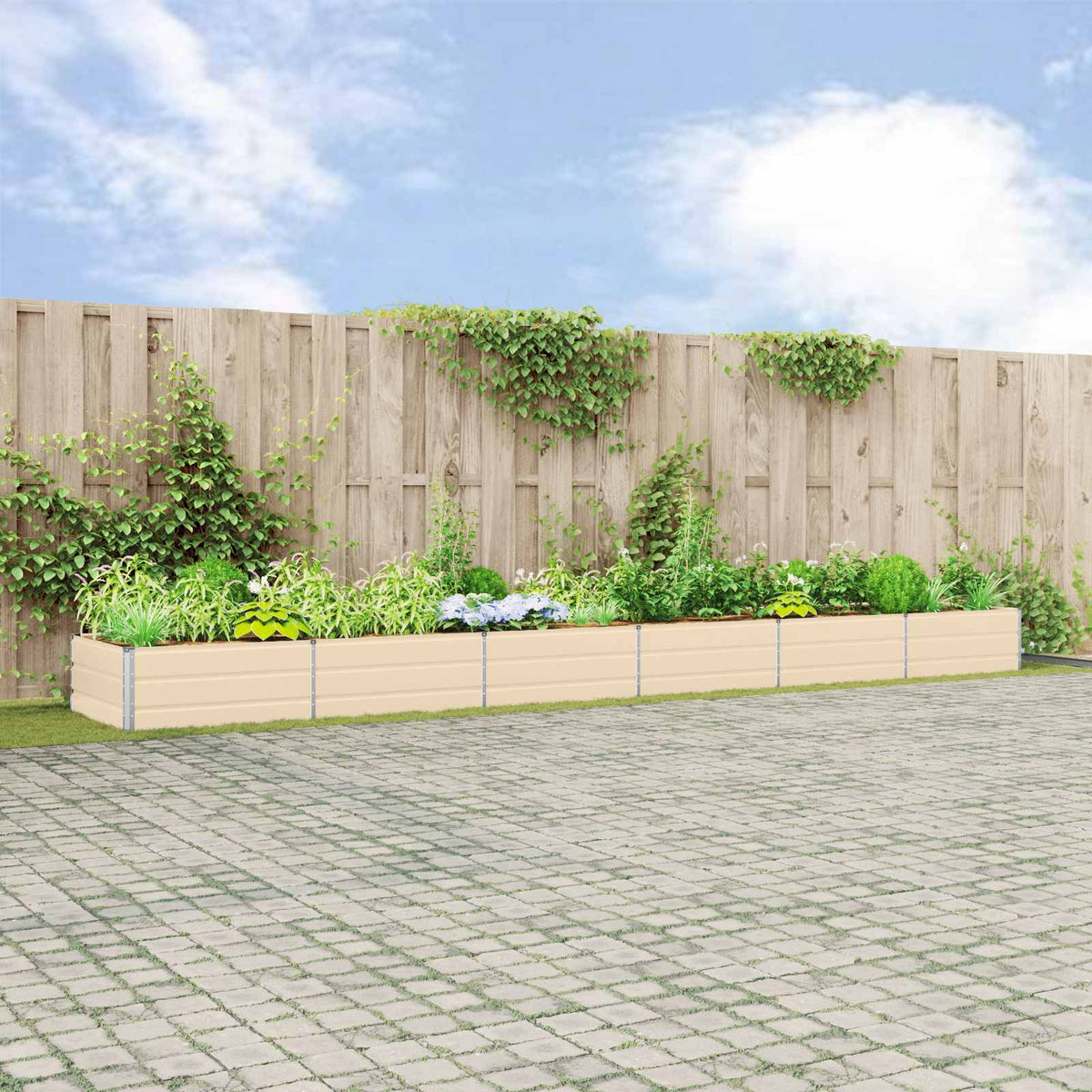 Vidaxl plantenbak ivoor 580 x 100 x 45 cm gegalvaniseerd staal