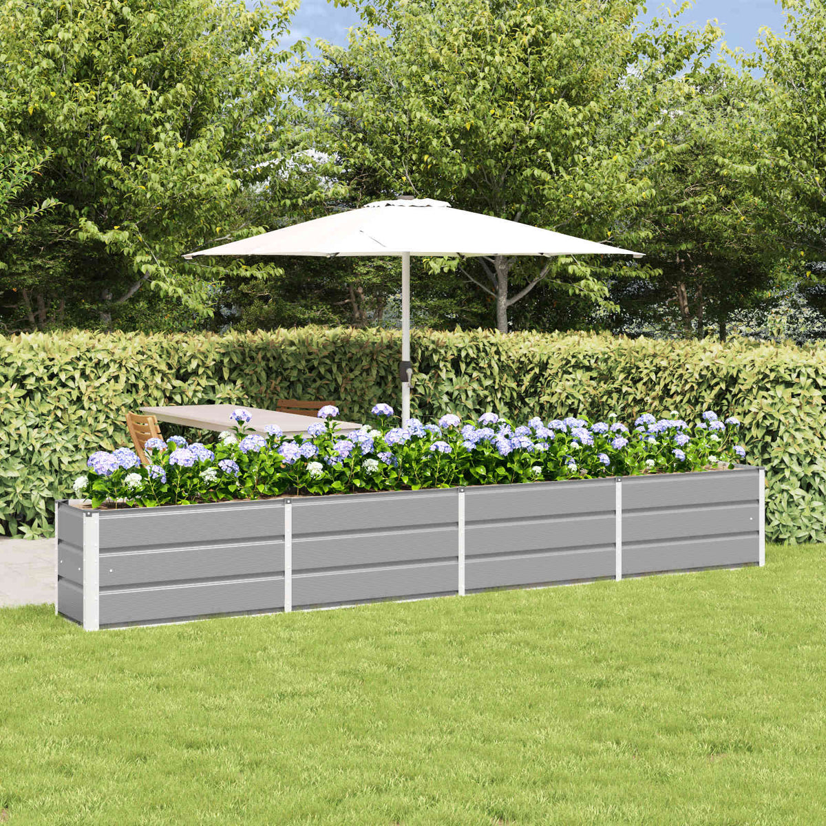 Vidaxl plantenbak lichtgrijs 320 x 40 x 45 cm staal